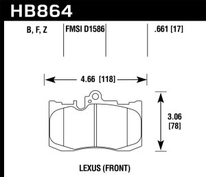 Lexus GS350 Brake Pad Set - Front - Hawk Performance - HPS Street - `13-`17
